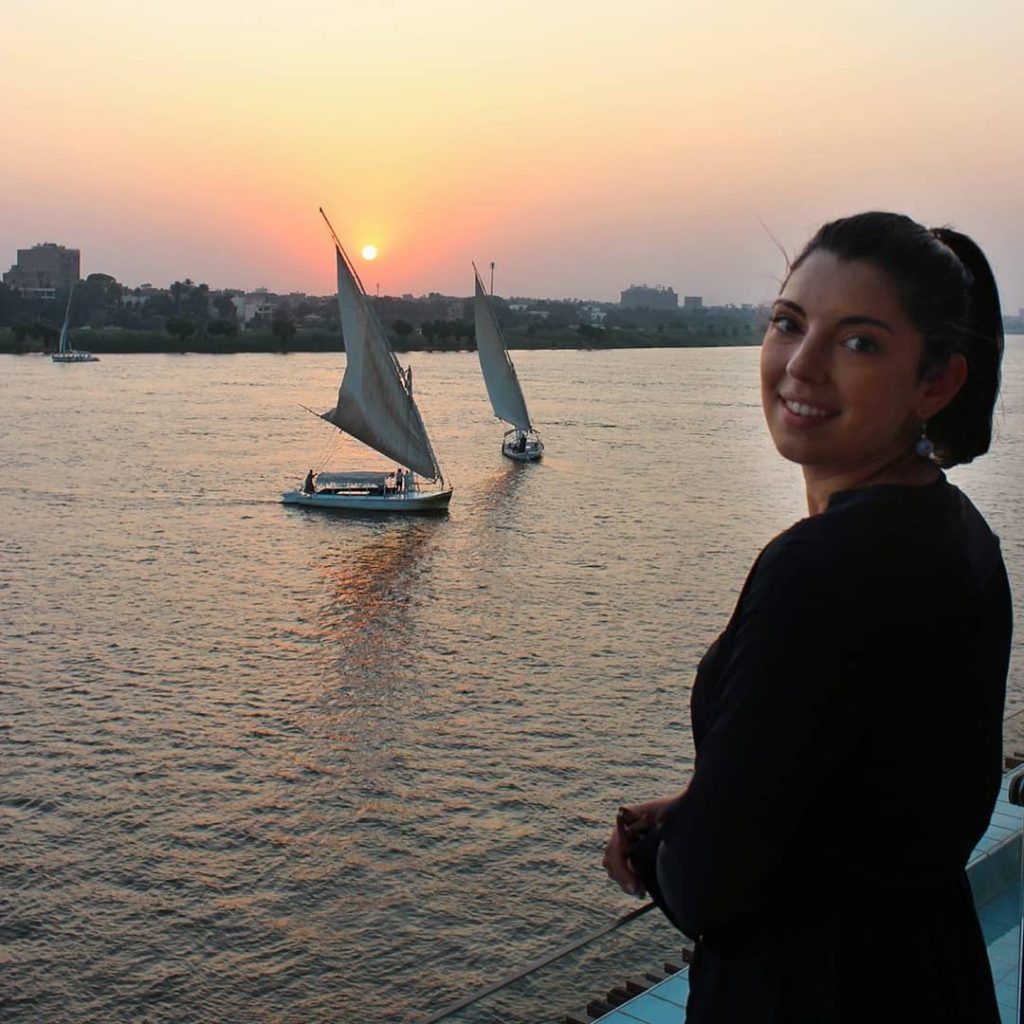 sunset view from the deck of Blue Nile Boat in maadi Cairo