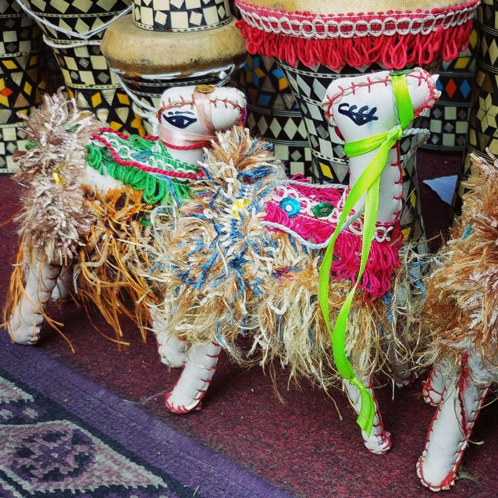 camel toys at khan el khalili souq in cairo