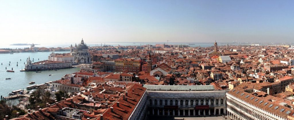 panoramic view from the top of St. Mark's Campanile in Venice