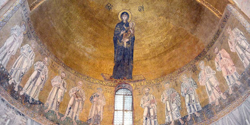 paintings inside the main dome of ste marie basilica in Torcello island