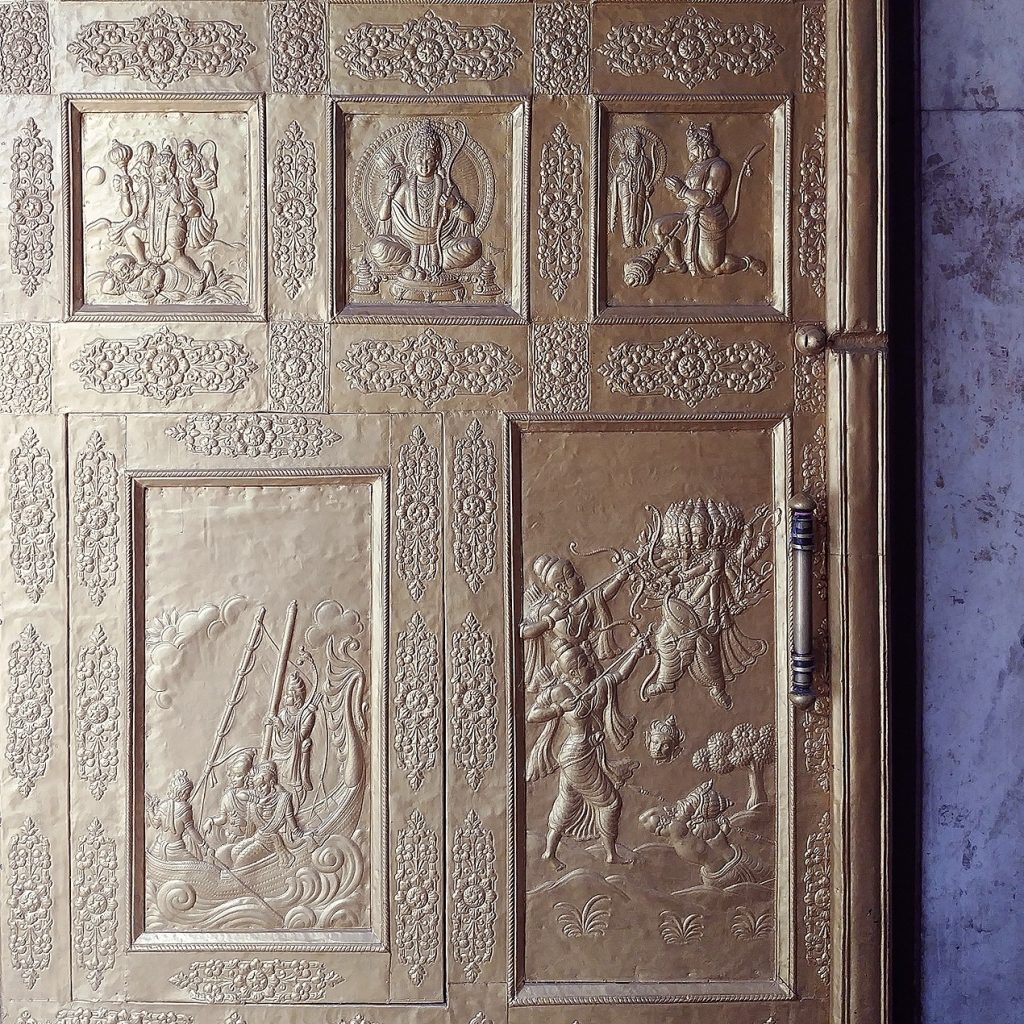 the golden door is engraved with scenes from the ramayana
