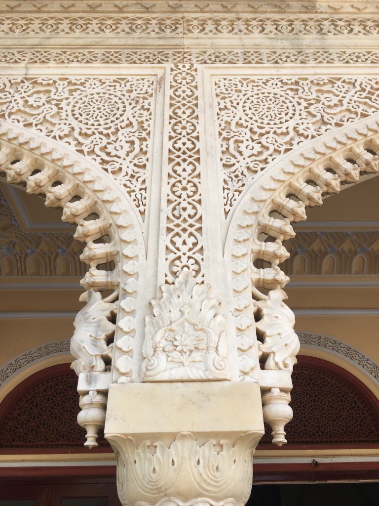 marble details on the city palace