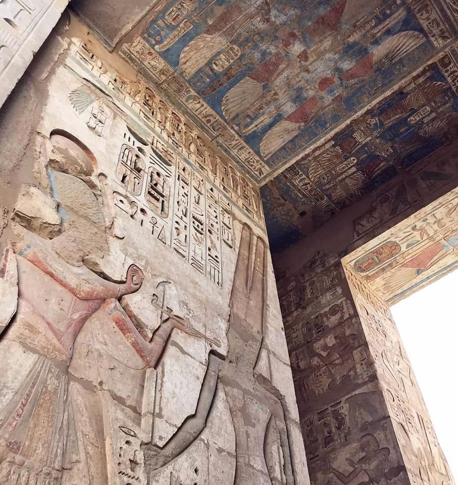 ancient wall paintings at Medinet Habu Temple - Luxor