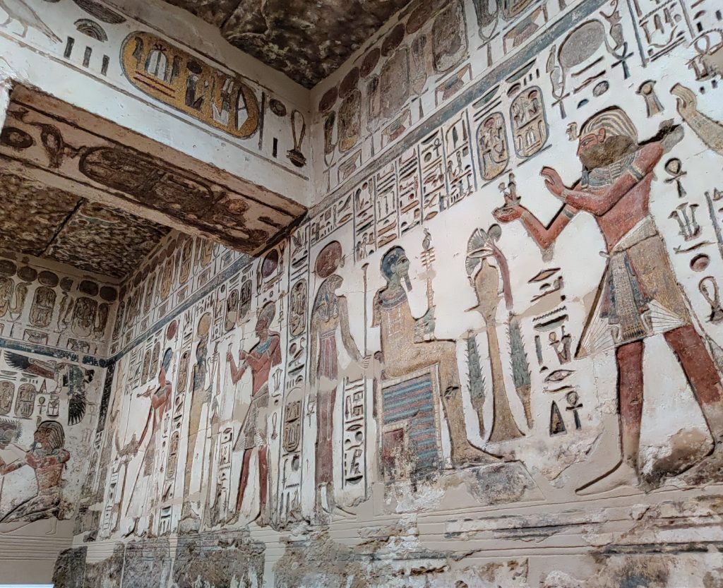 the hierroglyphs of one room are still intact at Karnak Temple - Luxor