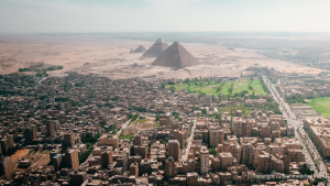 aerial view of the pyramids of giza