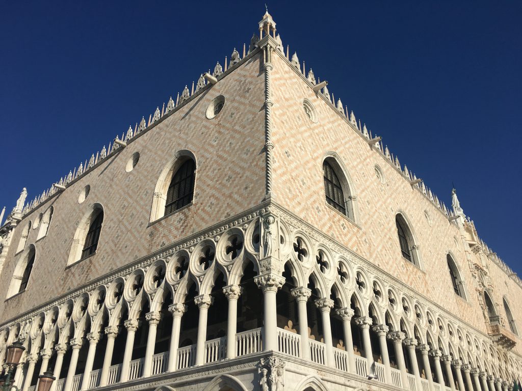 symmetric angle of Doge's palace outdoor architecture in Venice