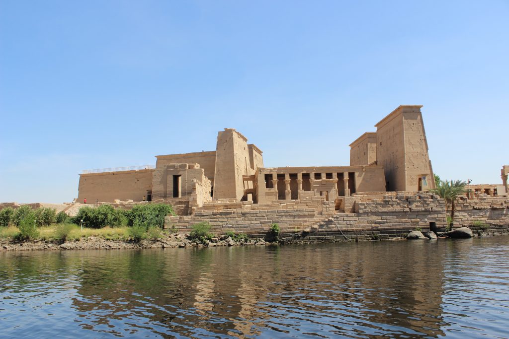 Philae temple from the river Nile in Aswan